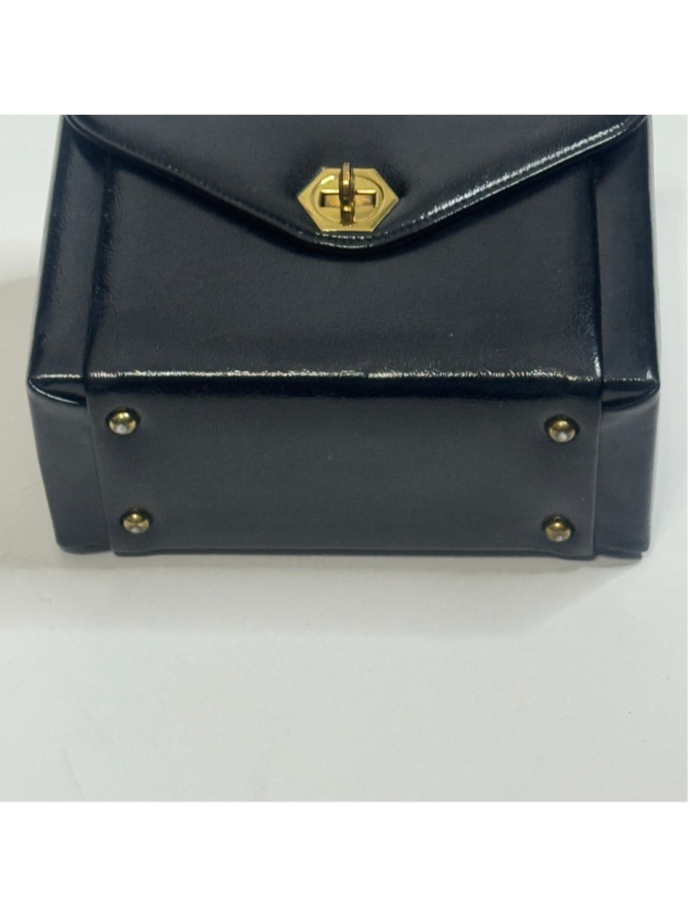Vintage Garay Black Structured Top Handle Handbag Retro Minimalist - Picture 8 of 12